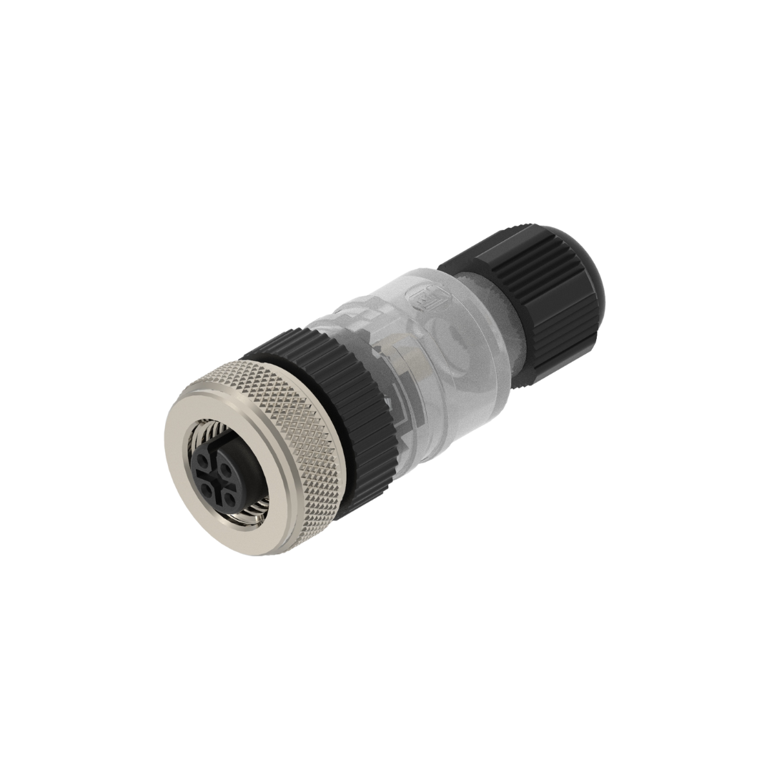 M12 Field attachable A-coded LED Female